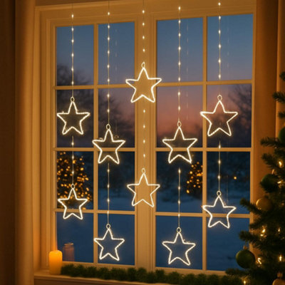 Globrite Christmas Curtain String Lights - 138 Led, Multi-Coloured - Star & Moon Shapes Usb Battery Powered 8 Modes With Remote - image 1