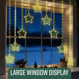 Globrite Christmas Curtain String Lights - 138 Led, Multi-Coloured - Star & Moon Shapes Usb Battery Powered 8 Modes With Remote - thumbnail 4