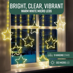 Globrite Christmas Curtain String Lights - 138 Led, Multi-Coloured - Star & Moon Shapes Usb Battery Powered 8 Modes With Remote - thumbnail 3