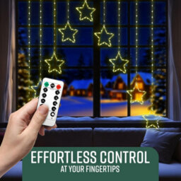 Globrite Christmas Curtain String Lights - 138 Led, Multi-Coloured - Star & Moon Shapes Usb Battery Powered 8 Modes With Remote - thumbnail 2