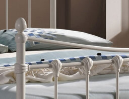 Save On Goods UK 4Ft6 Double Ivory White Antique Victorian Style Traditional Metal Bed Frame Bedstead, Strong, Robust Bed - thumbnail 2