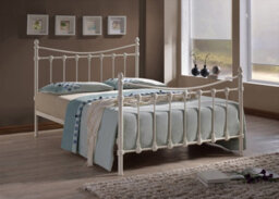 Save On Goods UK 4Ft6 Double Ivory White Antique Victorian Style Traditional Metal Bed Frame Bedstead, Strong, Robust Bed - thumbnail 1
