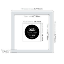 "5X5"" Light Grey Picture Frame - 5X5"" Square Frame With 3X3"" Mount For 5X5""/3X3"" Pictures Moderrn Style Thin Edge, 1 Pack" - thumbnail 2