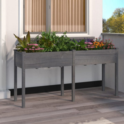 Berkfield Planter With Liner Grey 161X45X76 Cm Solid Wood Fir - image 1