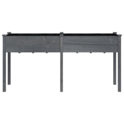 Berkfield Planter With Liner Grey 161X45X76 Cm Solid Wood Fir - thumbnail 4