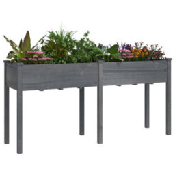 Berkfield Planter With Liner Grey 161X45X76 Cm Solid Wood Fir - thumbnail 3