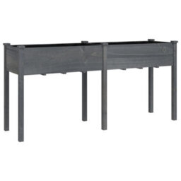 Berkfield Planter With Liner Grey 161X45X76 Cm Solid Wood Fir - thumbnail 2