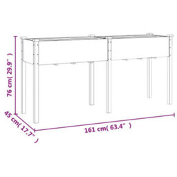 Berkfield Planter With Liner Grey 161X45X76 Cm Solid Wood Fir - thumbnail 8