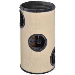 Pawhut Cat Scratching Barrel Sisal Activity Center Condo, 70Cm, Beige Grey - thumbnail 2