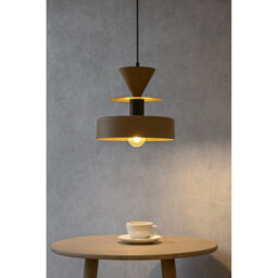 Luminosa Lighting Luminosa Valia Dome Pendant Ceiling Light Brown, Black 1X E27 - thumbnail 4