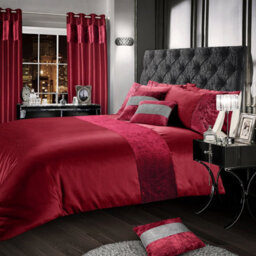 Intimates Raspberry Crushed Velvet Duvet Cover And Pillowcase Set Super King - thumbnail 1