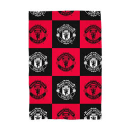 Manchester United Fc Fleece Checkered Blanket Red/black (150Cm X 100Cm) - thumbnail 1