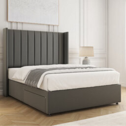 Bsspoke Hannah Divan Bed Set Grey Plush Velvet With 54Inch Headboard & No Drawers No Mattress In Single Double King 4Ft 6Ft - thumbnail 2