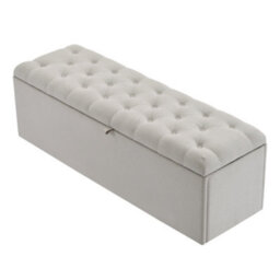 Btm Linen Upholstered Bench Seat With Storage, 135X41X42 Cm, Light Grey