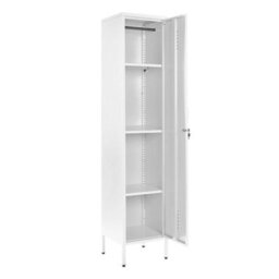 MMT Funiture Designs mmt  White Metal Tall 3 Shelve Locker Cabinet, 1 Door Wardrobe Storage Cupboard For Home Or Office - thumbnail 2