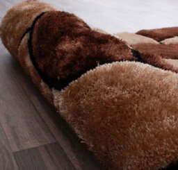 Rose Chocolate Shaggy Floral Modern Easy To Clean Rug For Dining Room Bed Room And Living Room-60Cm X 110Cm - thumbnail 5