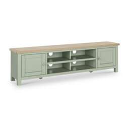 Farro Sage 180Cm Extra Large Tv Unit With Washed Oak Top - Fully Assembled - By Roseland Furniture