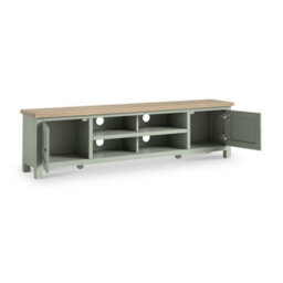 Farro Sage 180Cm Extra Large Tv Unit With Washed Oak Top - Fully Assembled - By Roseland Furniture - thumbnail 6