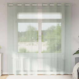 Berkfield Voile Curtains With Grommets 2 Pcs Light Grey 140X245 Cm - thumbnail 1