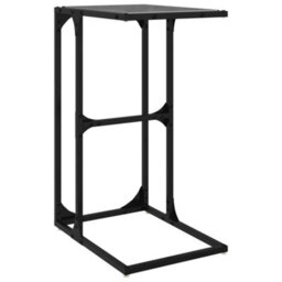 Berkfield Side Table With Black Glass 40X30X61.5 Cm Steel - thumbnail 6