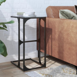 Berkfield Side Table With Black Glass 40X30X61.5 Cm Steel