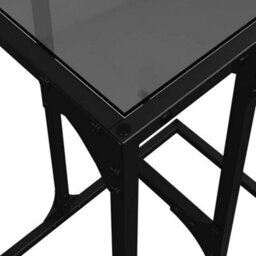 Berkfield Side Table With Black Glass 40X30X61.5 Cm Steel - thumbnail 8
