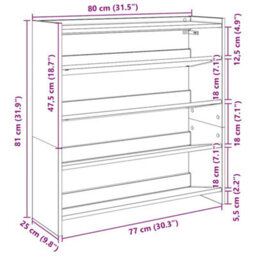 Berkfield Elegant Shoe Rack Sonoma Oak 80X25X81 Cm Engineered Wood - thumbnail 9