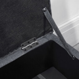 Wyld Haus Cose Linen Dark Grey Storage Ottoman With Padded Seat And Natural Wooden Legs, L71 X D37 X H36Cm - thumbnail 9