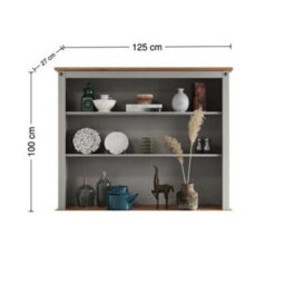 Large Grey Waxed Solid Pine 3 Door Sideboard Rustic Wooden Display Dresser - thumbnail 3