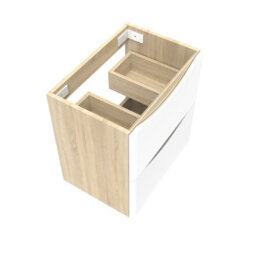 AVER-GROWTH Wall-Mounted Bathroom Vanity Unit Matt White And Oak Flat Pack Bathroom Cabinets Only 495(W)X345X(D)X500(H)mm With 2 Drawers - thumbnail 3