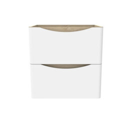 AVER-GROWTH Wall-Mounted Bathroom Vanity Unit Matt White And Oak Flat Pack Bathroom Cabinets Only 495(W)X345X(D)X500(H)mm With 2 Drawers - thumbnail 2