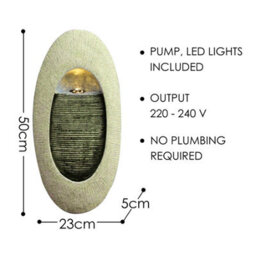 Geezy Wall Water Feature Outdoor Indoor Led Fountain Waterfall Garden Decor - thumbnail 7
