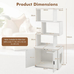 Cat Litter Box Enclosure 142Cm Tall Hidden Cat Washroom Furniture - thumbnail 2