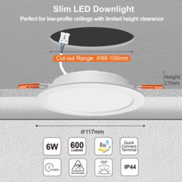 Paul Russells Led Round Panel Ceiling Lights, 6W, 600 Lumens, Ip44, Cct Switchable (3000K/4000K/6500K) - thumbnail 2