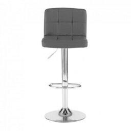 Neo Dark Grey Faux Leather Swivel Bar Stool With Polished Chrome Leg - thumbnail 2