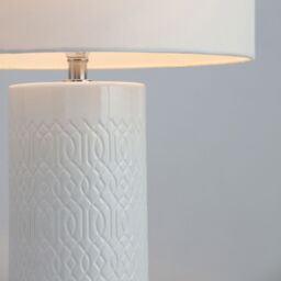 Dactyl Embossed Ceramic Cylinder Matt White Table Light - thumbnail 5