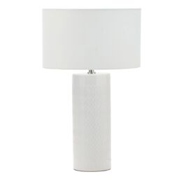 Dactyl Embossed Ceramic Cylinder Matt White Table Light - thumbnail 7