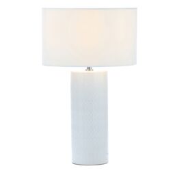 Dactyl Embossed Ceramic Cylinder Matt White Table Light - thumbnail 6