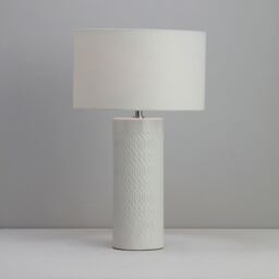 Dactyl Embossed Ceramic Cylinder Matt White Table Light - thumbnail 4
