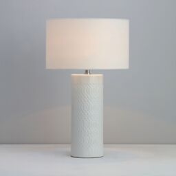 Dactyl Embossed Ceramic Cylinder Matt White Table Light - thumbnail 3
