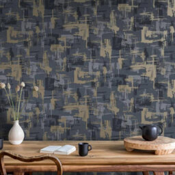Holden Décor Holden Decor Abstract Geo Navy Wallpaper Metallic Gold Modern Contemporary - thumbnail 4