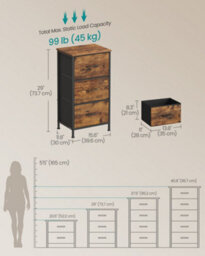 Songmics Chest Of Drawers, 3 Fabric Drawers Storage Unit, Steel, Mdf, Non-Woven Fabric, For Bedroom, Closet, Hallway - thumbnail 5