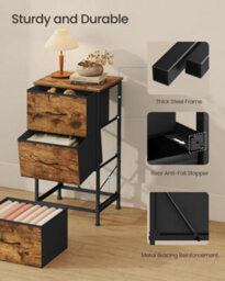 Songmics Chest Of Drawers, 3 Fabric Drawers Storage Unit, Steel, Mdf, Non-Woven Fabric, For Bedroom, Closet, Hallway - thumbnail 6
