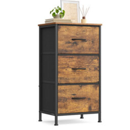 Songmics Chest Of Drawers, 3 Fabric Drawers Storage Unit, Steel, Mdf, Non-Woven Fabric, For Bedroom, Closet, Hallway - thumbnail 2