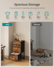 Songmics Chest Of Drawers, 3 Fabric Drawers Storage Unit, Steel, Mdf, Non-Woven Fabric, For Bedroom, Closet, Hallway - thumbnail 3