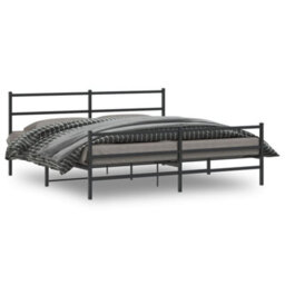 Berkfield Metal Bed Frame Without Mattress With Footboard Black 200X200Cm - thumbnail 1