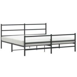 Berkfield Metal Bed Frame Without Mattress With Footboard Black 200X200Cm - thumbnail 2