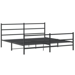 Berkfield Metal Bed Frame Without Mattress With Footboard Black 200X200Cm - thumbnail 3