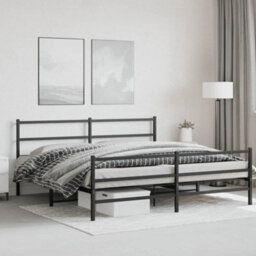 Berkfield Metal Bed Frame Without Mattress With Footboard Black 200X200Cm - thumbnail 4