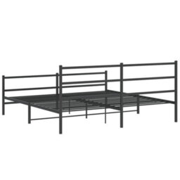 Berkfield Metal Bed Frame Without Mattress With Footboard Black 200X200Cm - thumbnail 7